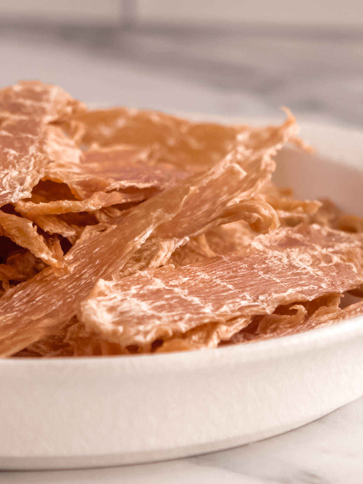 Crispy dehydrated chicken dogs treats will last for months.