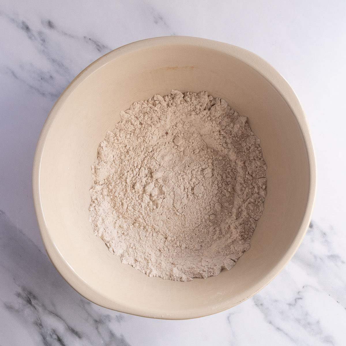 Combine the dry ingredients of your bundt cake first.