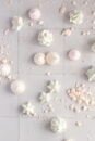 Mini meringues in all shapes, sizes and colours.