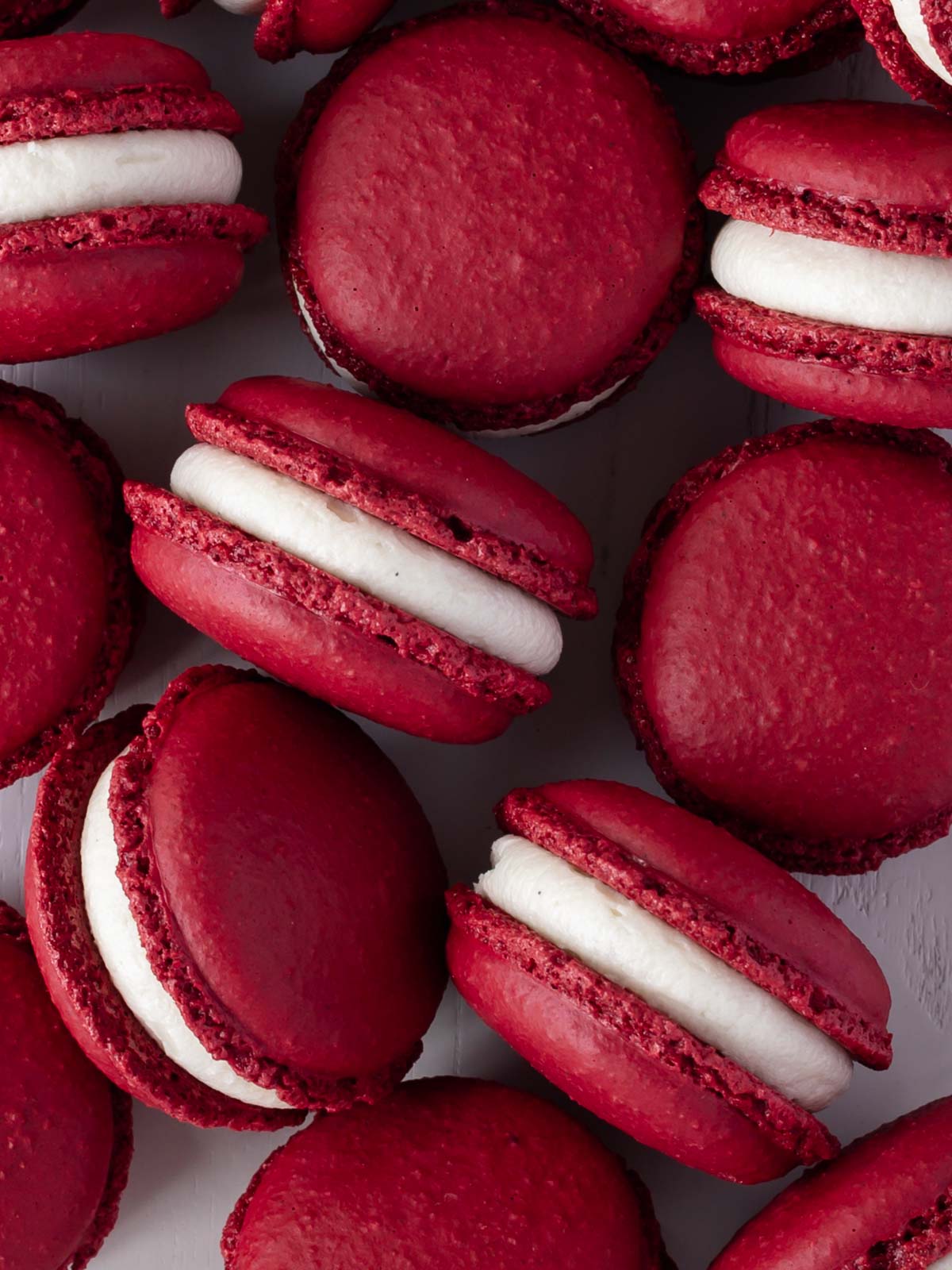 Deep red macarons.