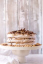 Nutella pavlova stack made with 3 layers of chocolate pavlova.